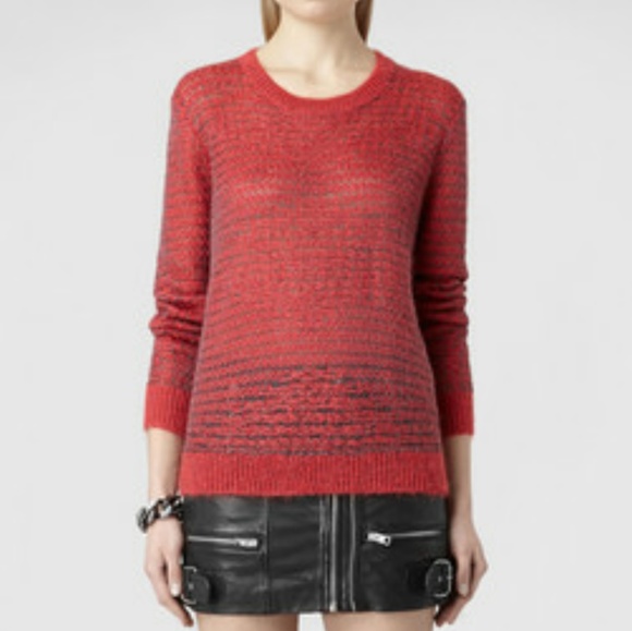 All Saints Sweaters - All Saints Squro Jumper Geranium Red Sheer Sweater